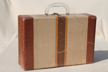 catalog photo of 1950s vintage suitcase, child's size old school travel case for books or clothes