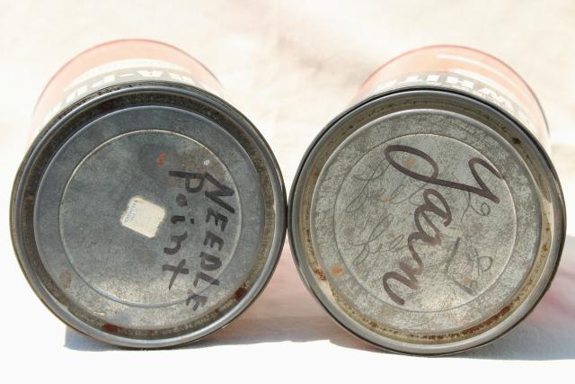 photo of 1950s vintage tins w/ retro graphics, household chemical cleaning products moth crystals #5