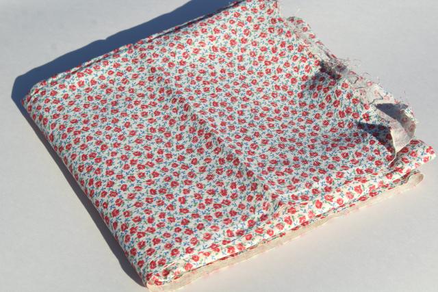 photo of 1950s vintage tiny red roses print cotton feed sack fabric #3