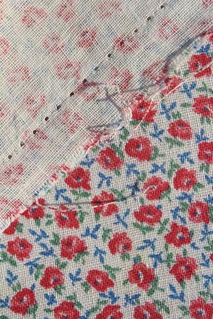 photo of 1950s vintage tiny red roses print cotton feed sack fabric #5