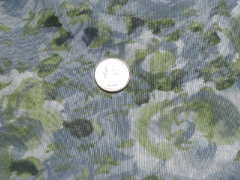 photo of 1950s vintage watercolor floral print fabric, Marshall Field's paper label #1