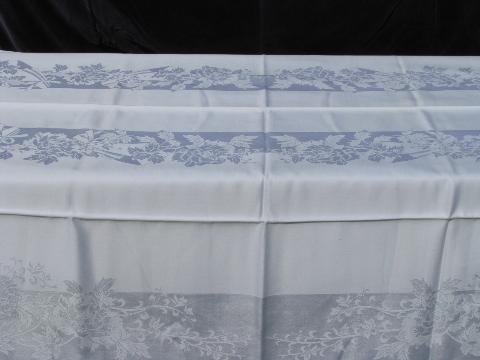 photo of 1950s vintage white cotton / rayon damask tablecloth, never used #1