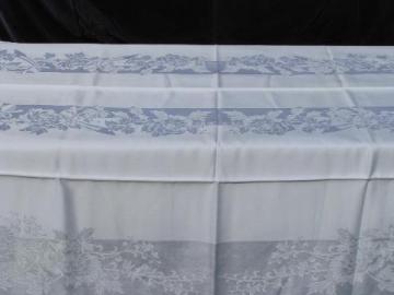 catalog photo of 1950s vintage white cotton / rayon damask tablecloth, never used