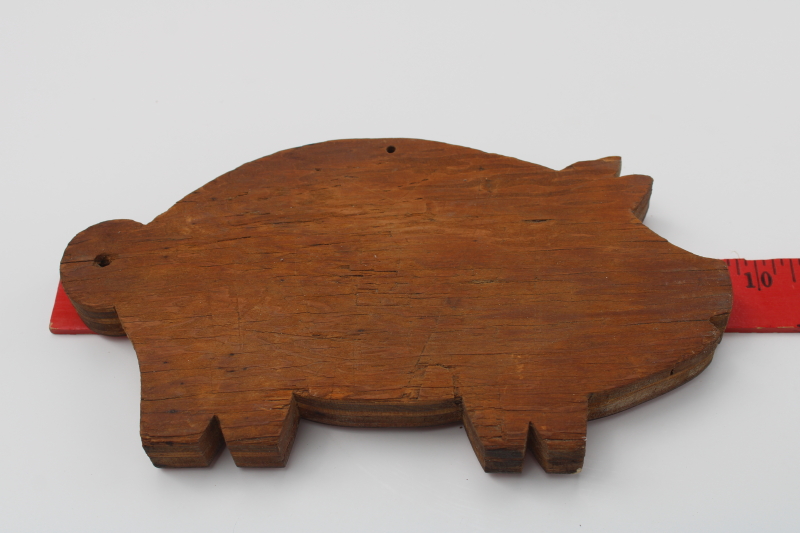 photo of 1950s vintage wood pig shaped charcuterie cutting boards, mod red cracked ice formica  #5