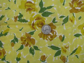 catalog photo of 1950s vintage yellow roses print cotton dress weight fabric