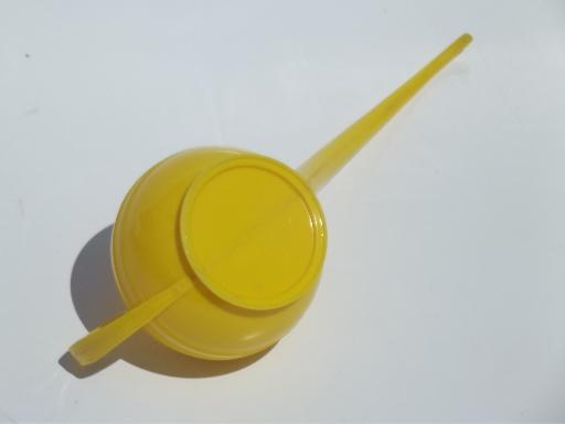 photo of 1950s watering can & kitchen wall pocket, kitschy pink roses yellow plastic #8