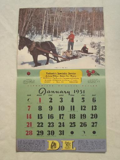 photo of 1951 vintage Delaval calendar, advertising milking & dairy equipment #2