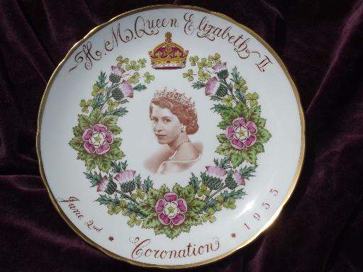 photo of 1953 Coronation of Queen Elizabeth, vintage English bone china plate #1