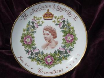 catalog photo of 1953 Coronation of Queen Elizabeth, vintage English bone china plate