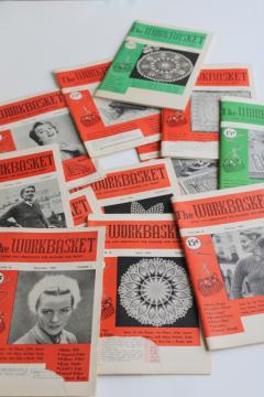 catalog photo of 1954 and 1955 Workbasket magazines, needlework patterns tatting & crochet lace, doilies 