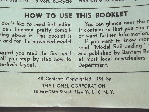 photo of 1954 vintage Lionel Trains instruction book, 64 pg illustrated booklet  #3