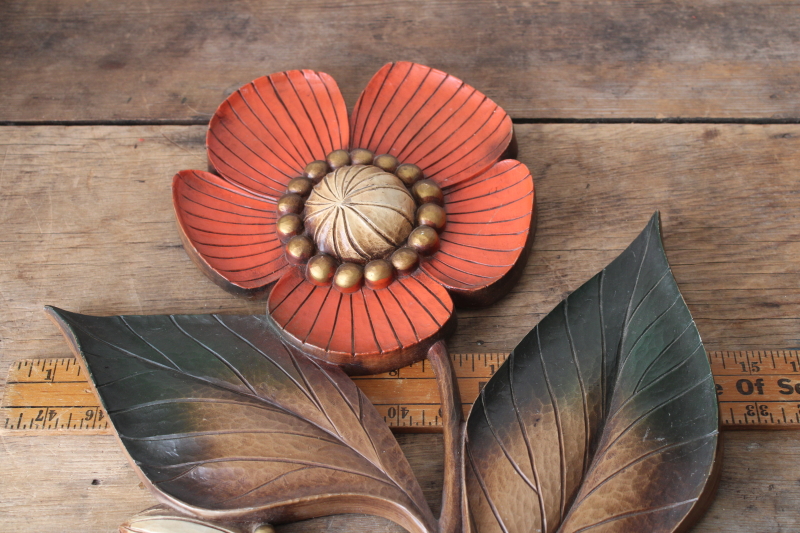 photo of 1960s vintage Syroco huge plastic flower wall art plaque, MCM decor #7
