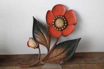 catalog photo of 1960s vintage Syroco huge plastic flower wall art plaque, MCM decor 