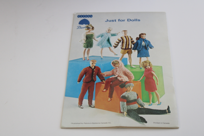 photo of 1960s vintage knitting book doll clothes patterns, retro Barbie & Ken outfits, baby doll layettes #2