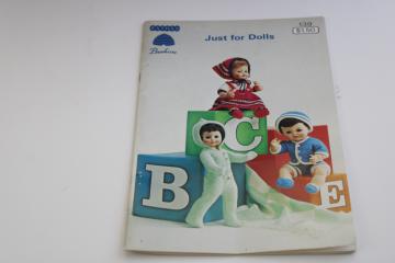 catalog photo of 1960s vintage knitting book doll clothes patterns, retro Barbie & Ken outfits, baby doll layettes