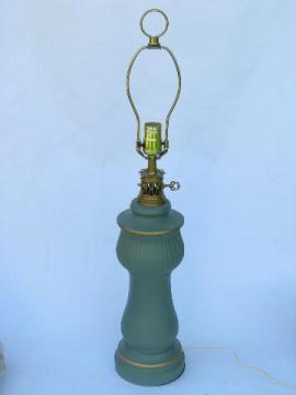 catalog photo of 1960s vintage matte jade green ceramic table lamp, C N Burman