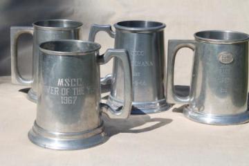 catalog photo of 1960s vintage motor racing trophy cups, Milwaukee sports car club, driver of year etc.