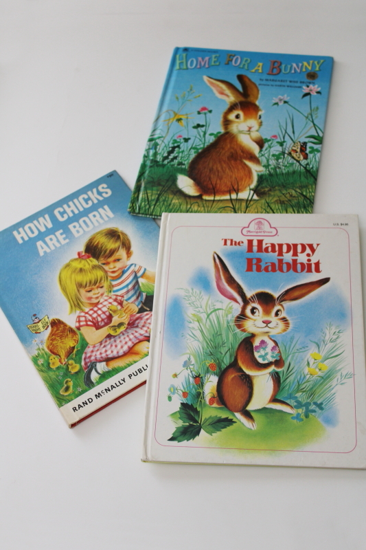 photo of 1960s vintage picture books lot spring bunnies & chicks, Golden book Home for a Bunny etc  #1