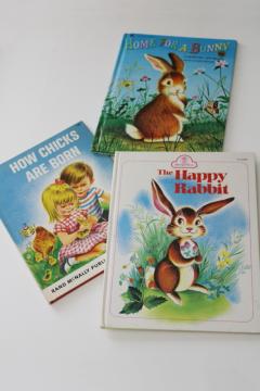 catalog photo of 1960s vintage picture books lot spring bunnies & chicks, Golden book Home for a Bunny etc 