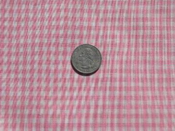 catalog photo of 1960s vintage pink & white gingham fabric, 36'' x 6 yards