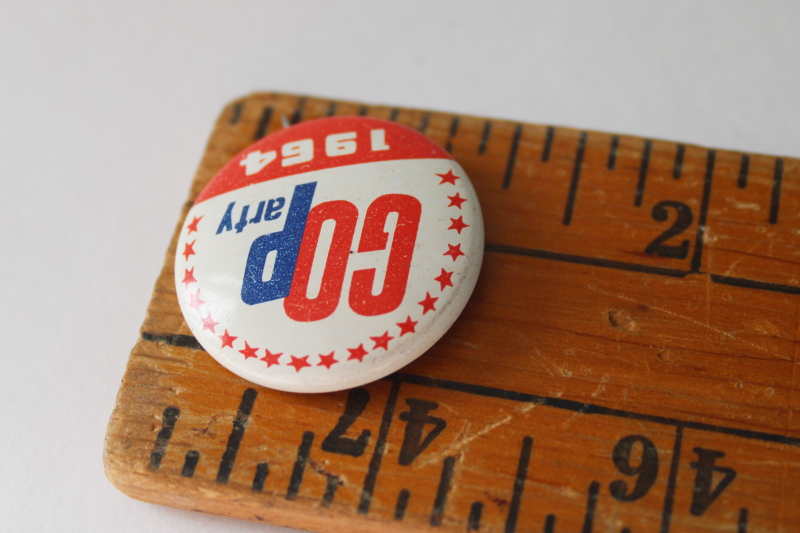 photo of 1964 GOP Go Republican party pinback metal button, Barry Goldwater convention nomination  #4