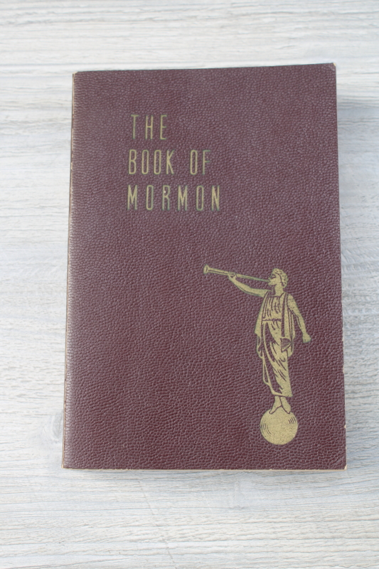 photo of 1964 vintage The Book of Mormon burgundy red leatherette cover w/ gold  #1