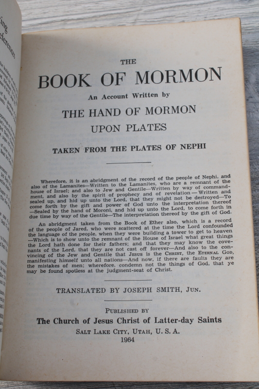 photo of 1964 vintage The Book of Mormon burgundy red leatherette cover w/ gold #3