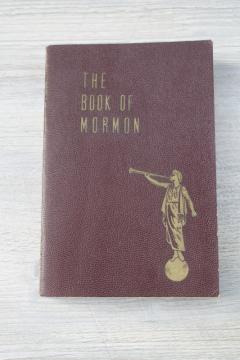 1964 vintage The Book of Mormon burgundy red leatherette cover w/ gold 