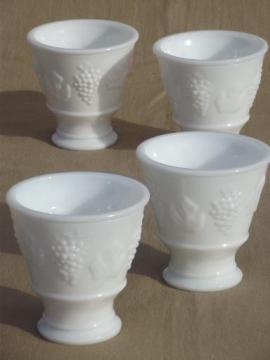 catalog photo of 1965 grape pattern milk glass tumblers, vintage grapes glasses set of 4