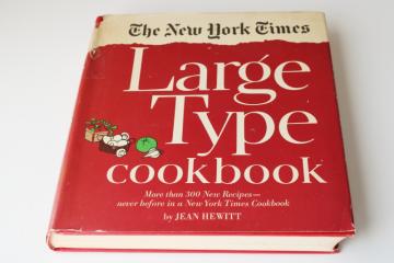 1968 vintage New York Times large type cook book, Jean Hewitt large print recipes 