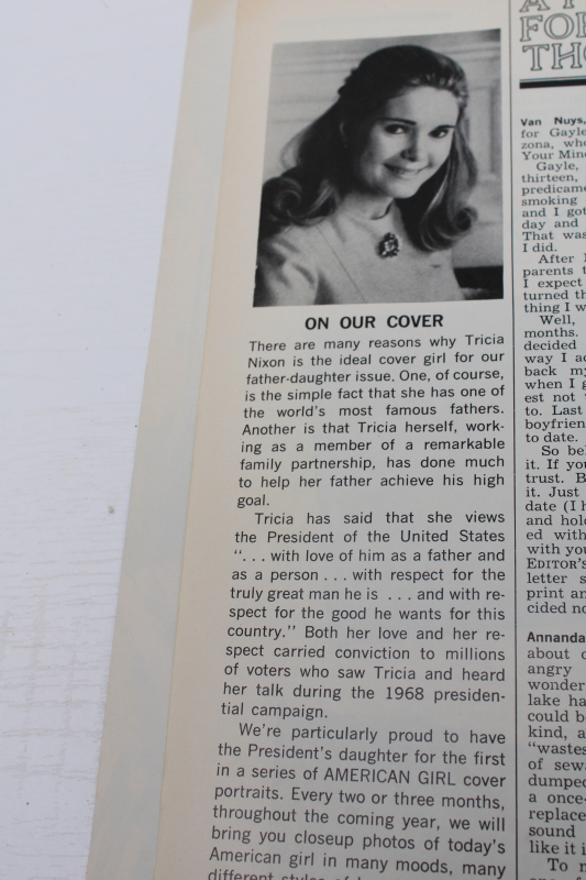 photo of 1969 vintage American Girl teen magazine, Tricia Nixon cover, retro ads  #6