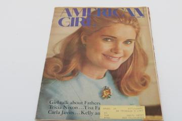 catalog photo of 1969 vintage American Girl teen magazine, Tricia Nixon cover, retro ads 