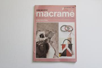 catalog photo of 1970 vintage book macrame step by step, illustrated how to patterns & instructions