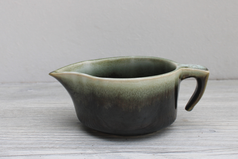 photo of 1970s 80s vintage Pfaltzgraff Gourmet copper green drip glaze pottery creamer #1