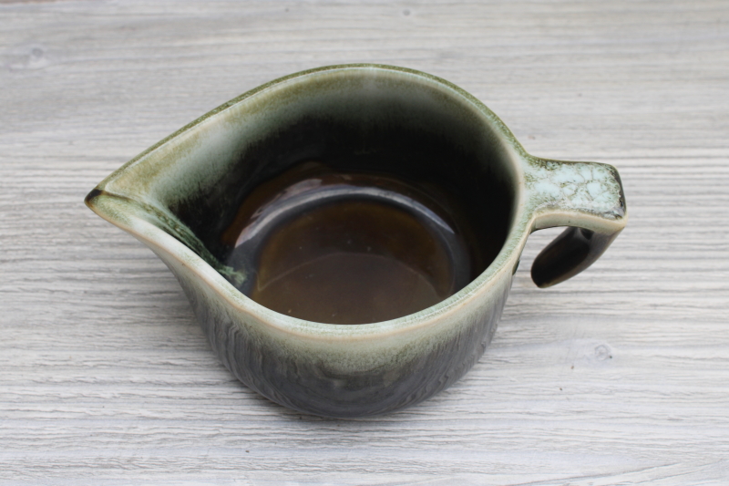 photo of 1970s 80s vintage Pfaltzgraff Gourmet copper green drip glaze pottery creamer #2