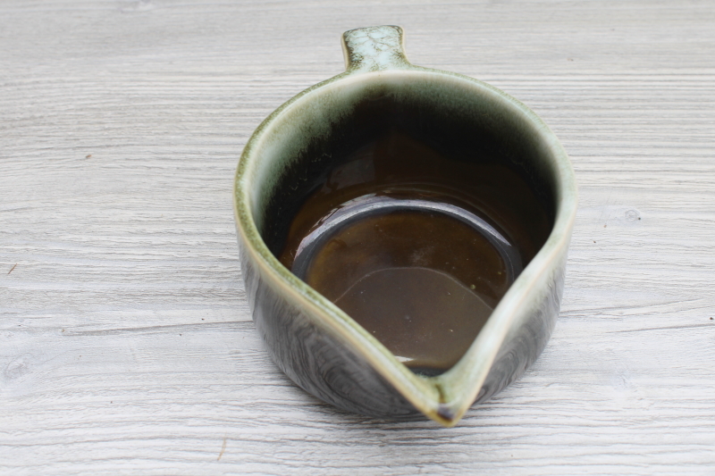 photo of 1970s 80s vintage Pfaltzgraff Gourmet copper green drip glaze pottery creamer #4