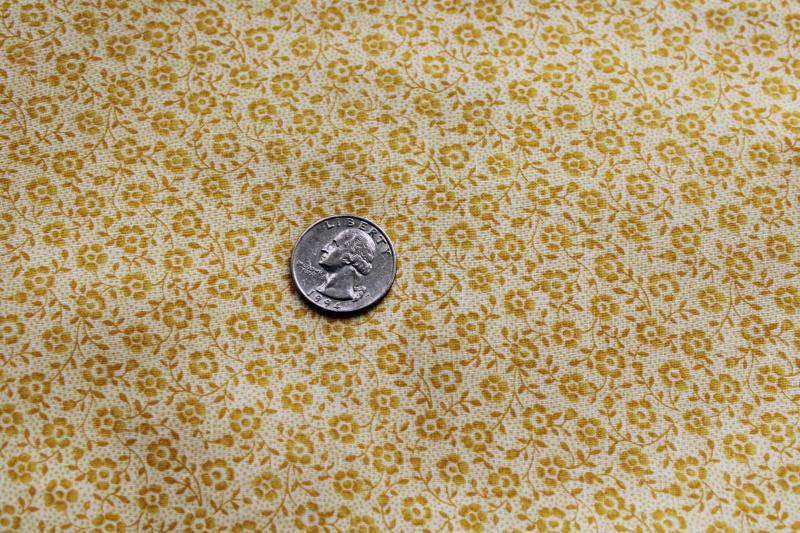 photo of 1970s 80s vintage print cotton quilting fabric, tiny floral in honey mustard gold #2