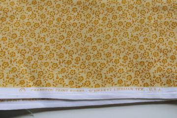 catalog photo of 1970s 80s vintage print cotton quilting fabric, tiny floral in honey mustard gold