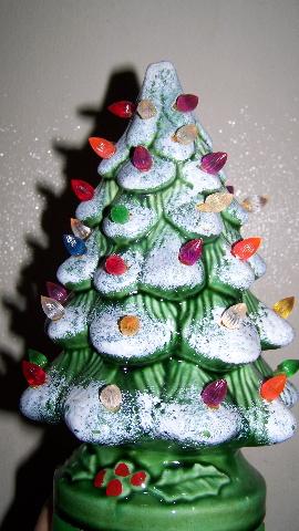 photo of 1970's ceramic table top Christmas tree trim 'n glo #1