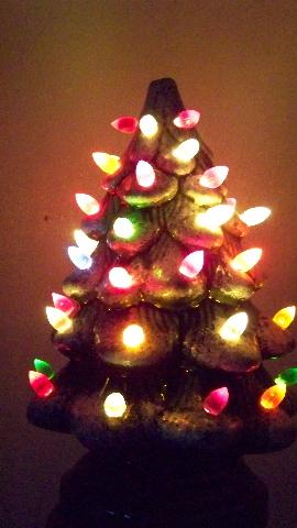 photo of 1970's ceramic table top Christmas tree trim 'n glo #2