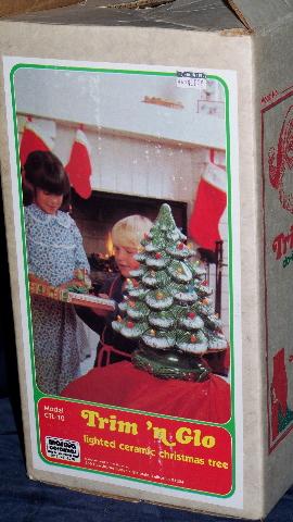 photo of 1970's ceramic table top Christmas tree trim 'n glo #3