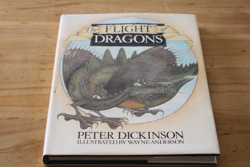 photo of 1970s vintage 1st US edition Flight of Dragons Dickinson & Anderson, gnomes book style mythology #1