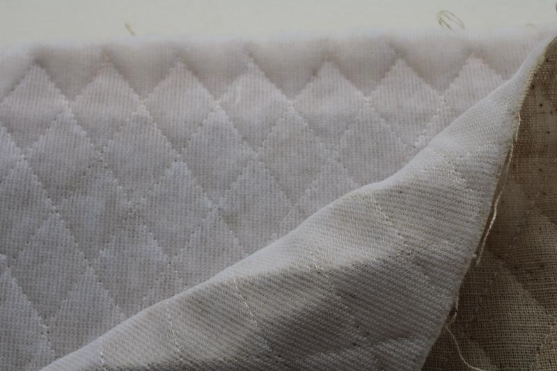 photo of 1970s vintage 'homespun' unbleached cotton poly fill quilted fabric Penney's label #4