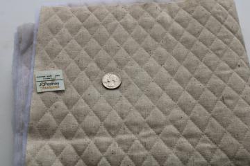 catalog photo of 1970s vintage 'homespun' unbleached cotton poly fill quilted fabric Penney's label