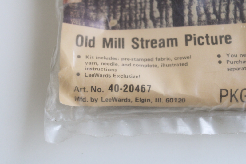 photo of 1970s vintage Lee Wards crewel embroidery kit, rustic old mill waterwheel barn  #4