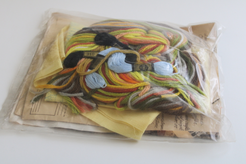 photo of 1970s vintage Lee Wards crewel embroidery kit, rustic old mill waterwheel barn  #5