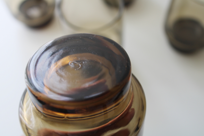 photo of 1970s vintage Libbey Accent glasses, tawny smoke brown glass tumblers in original boxes  #4