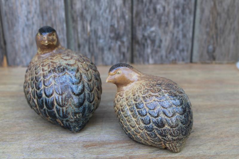 photo of 1970s vintage OMC Otagiri Japan ceramic figurines, mama & baby quail birds  #2