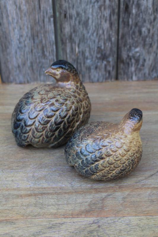 photo of 1970s vintage OMC Otagiri Japan ceramic figurines, mama & baby quail birds  #3