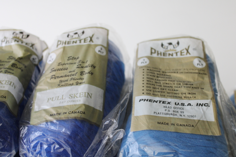 photo of 1970s vintage Phentex synthetic yarn for knitting, fluffy macrame, crafts shades of blue #2